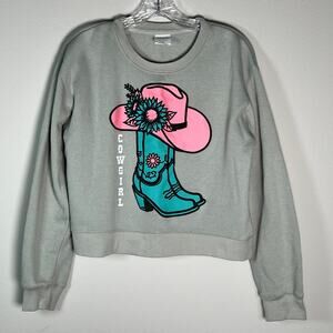 Relaxx Cowgirl Long Sleeve Pullover Graphic Sweatshirt Women's Large Green